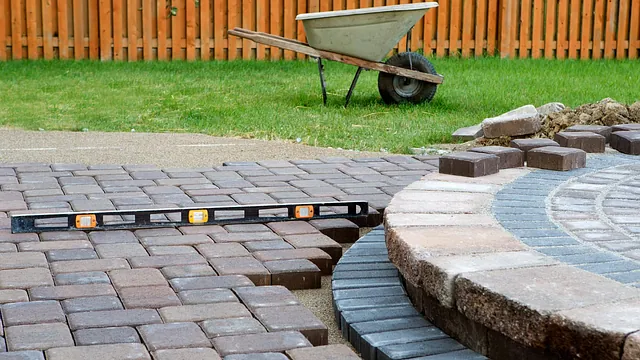 Block paving patio being laid by our team